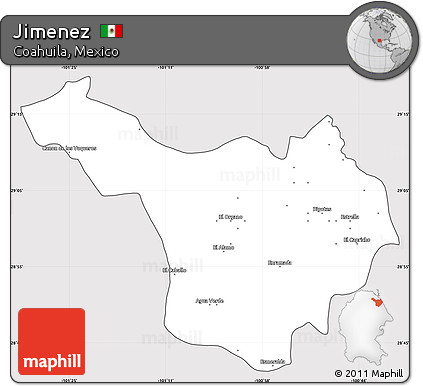 Silver Style Simple Map of Jimenez, cropped outside