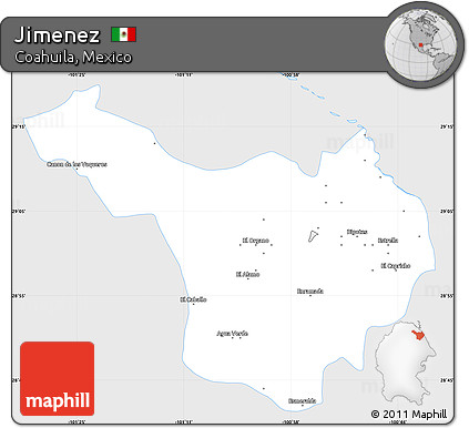 Silver Style Simple Map of Jimenez, single color outside