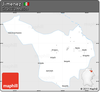 Silver Style Simple Map of Jimenez, single color outside