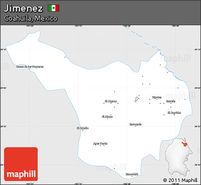 Silver Style Simple Map of Jimenez, single color outside
