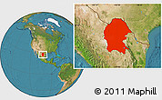 Satellite Location Map of Coahuila