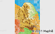 Physical Map of Coahuila, political shades outside