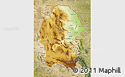 Physical Map of Coahuila, satellite outside