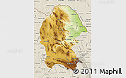 Physical Map of Coahuila, shaded relief outside