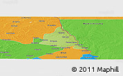 Physical Panoramic Map of Piedras Negras, political outside