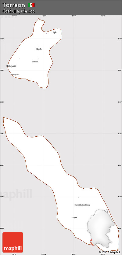 Classic Style Simple Map of Torreon, cropped outside
