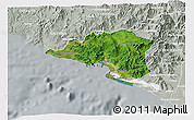 Satellite 3D Map of Manzanillo, lighten, semi-desaturated