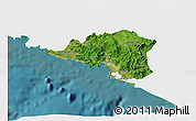 Satellite 3D Map of Manzanillo, single color outside