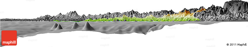 Physical Horizon Map of Manzanillo, darken, desaturated