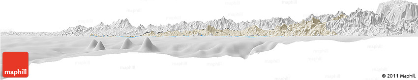 Shaded Relief Horizon Map of Manzanillo, lighten, desaturated