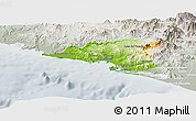 Physical Panoramic Map of Manzanillo, lighten, semi-desaturated