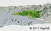 Satellite Panoramic Map of Manzanillo, lighten, semi-desaturated