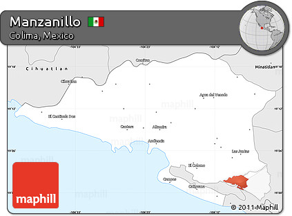 Silver Style Simple Map of Manzanillo