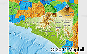 Physical Map of Colima, political outside