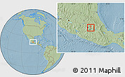 Savanna Style Location Map of Coyoacan, hill shading