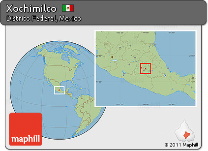 Savanna Style Location Map of Xochimilco