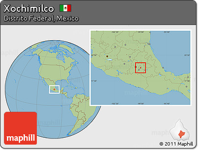Savanna Style Location Map of Xochimilco