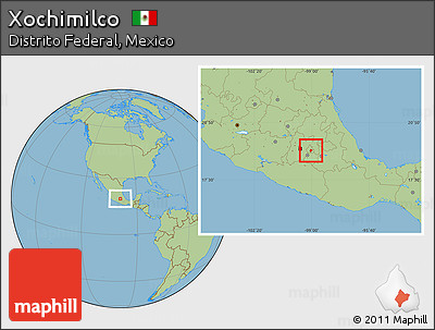 Savanna Style Location Map of Xochimilco