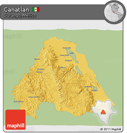 Savanna Style 3D Map of Canatlan, single color outside
