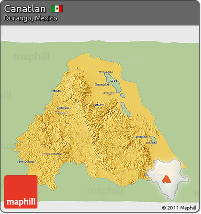 Savanna Style 3D Map of Canatlan, single color outside