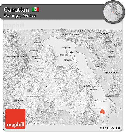 Silver Style 3D Map of Canatlan