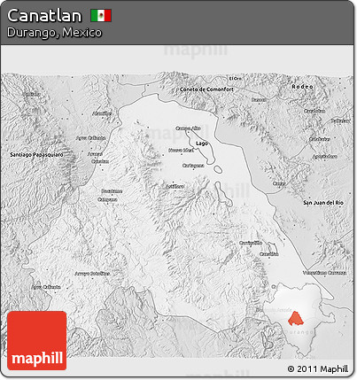 Silver Style 3D Map of Canatlan