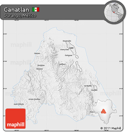 Silver Style Map of Canatlan, single color outside