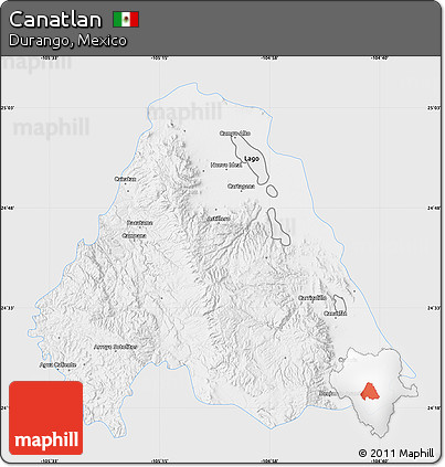 Silver Style Map of Canatlan, single color outside