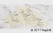 Shaded Relief Panoramic Map of Canatlan, lighten, semi-desaturated