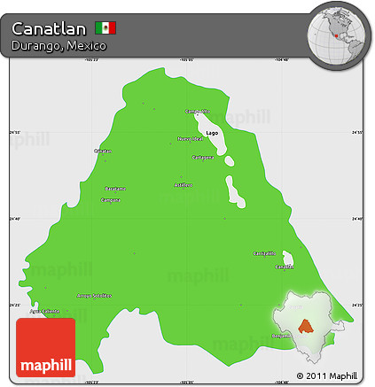 Political Simple Map of Canatlan, single color outside