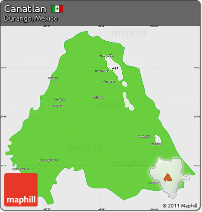 Political Simple Map of Canatlan, single color outside