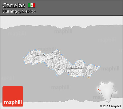 Gray 3D Map of Canelas, single color outside
