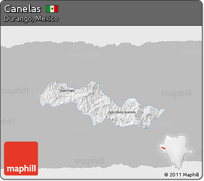 Gray 3D Map of Canelas, single color outside