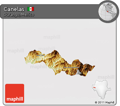 Physical 3D Map of Canelas, cropped outside