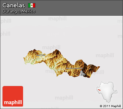 Physical 3D Map of Canelas, cropped outside