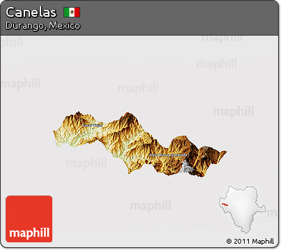 Physical 3D Map of Canelas, cropped outside
