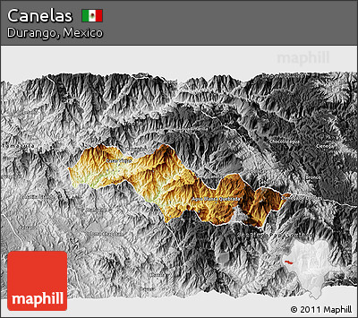 Physical 3D Map of Canelas, desaturated