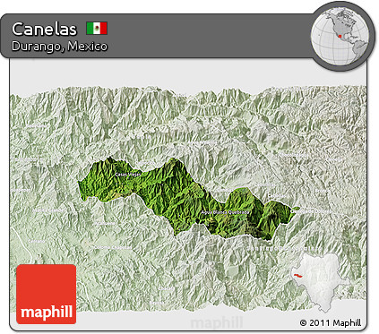 Satellite 3D Map of Canelas, lighten
