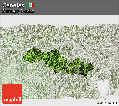 Satellite 3D Map of Canelas, lighten