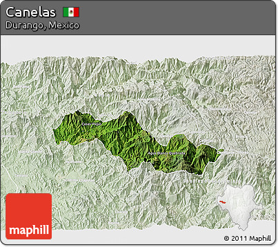 Satellite 3D Map of Canelas, lighten