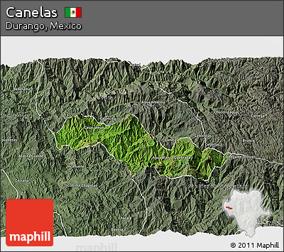 Satellite 3D Map of Canelas, semi-desaturated