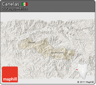 Shaded Relief 3D Map of Canelas, lighten