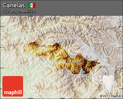 Physical Map of Canelas, lighten
