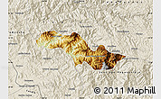 Physical Map of Canelas, shaded relief outside