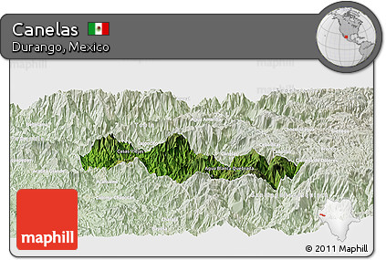 Satellite Panoramic Map of Canelas, lighten