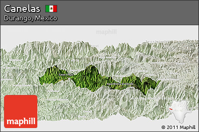 Satellite Panoramic Map of Canelas, lighten
