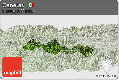 Satellite Panoramic Map of Canelas, lighten