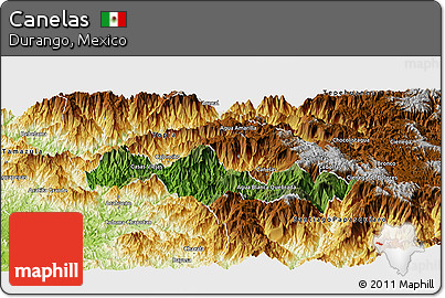 Satellite Panoramic Map of Canelas, physical outside