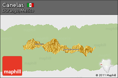 Savanna Style Panoramic Map of Canelas, single color outside