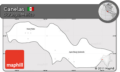 Silver Style Simple Map of Canelas, cropped outside